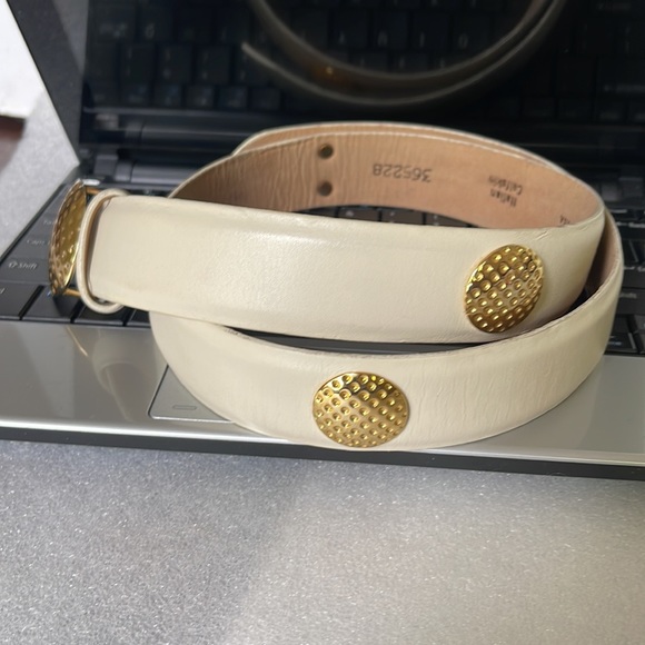 Italian Calfskin 365228 Cream Leather Belt Size: M - Picture 11 of 11